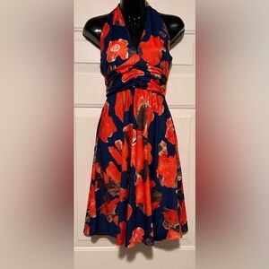 Huhot‎ Floral Halter Dress Women’s Size Small Pockets Hawaiian Beach Vacation